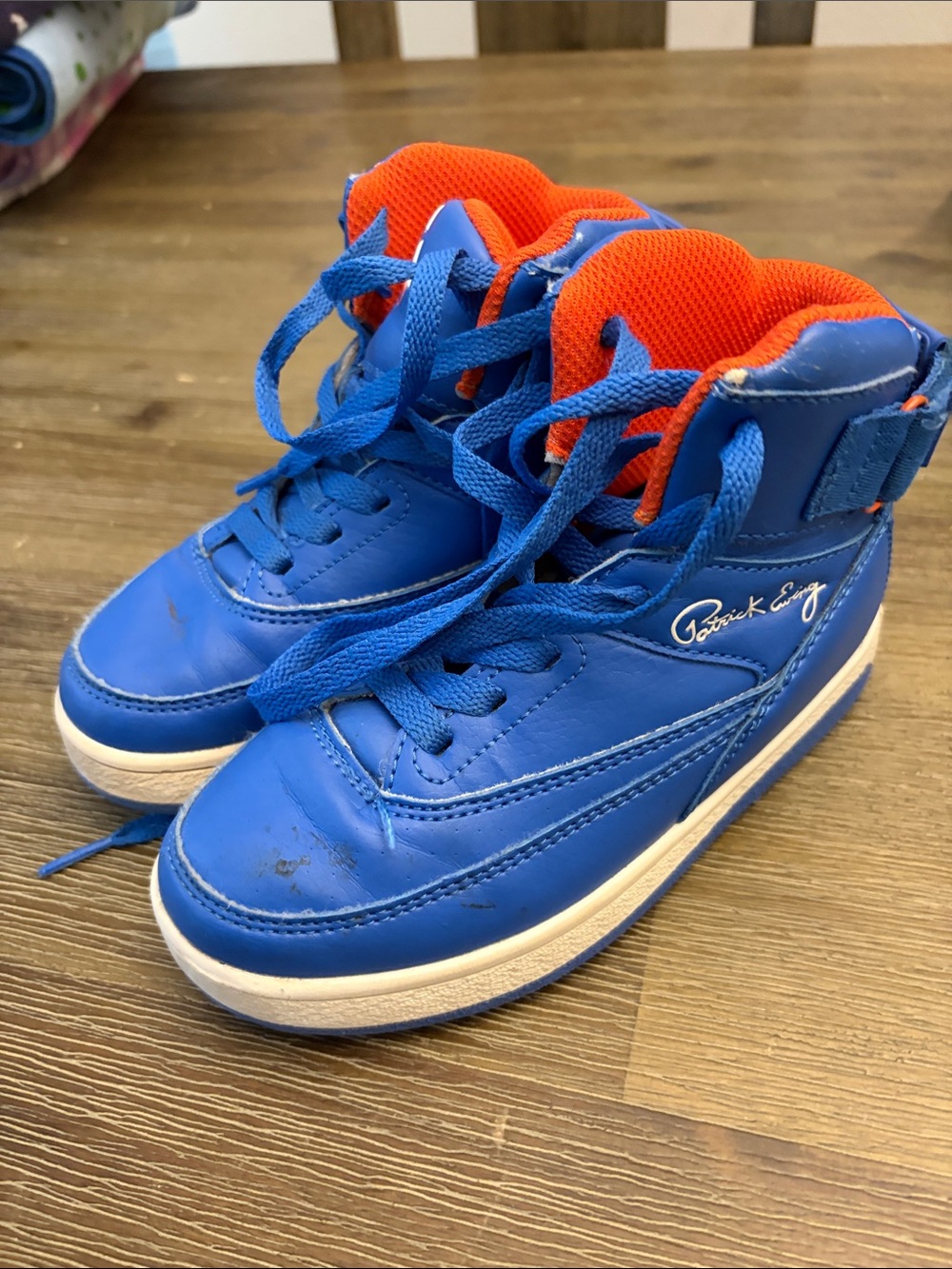 Kids' High-Top Sneakers in Blue with Orange Lining Patrick Ewing Size 13